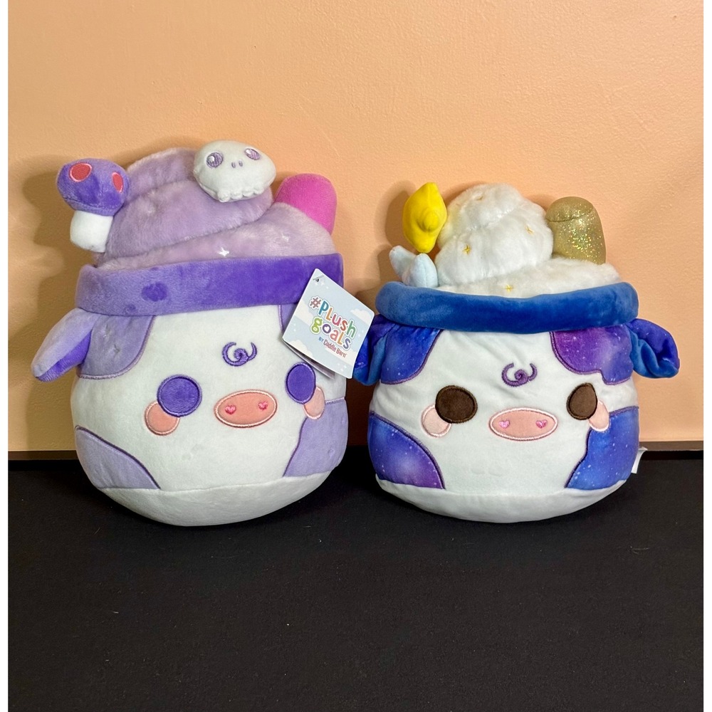 Cuddle Barn Plushgoals Cow Plush Lot Cosmic Mooshake NWT Witchy Brew Duo Stuffed